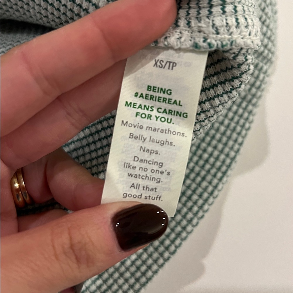 Aerie Light Green Striped Knit Top sweatshirt size XS - Picture 5 of 5